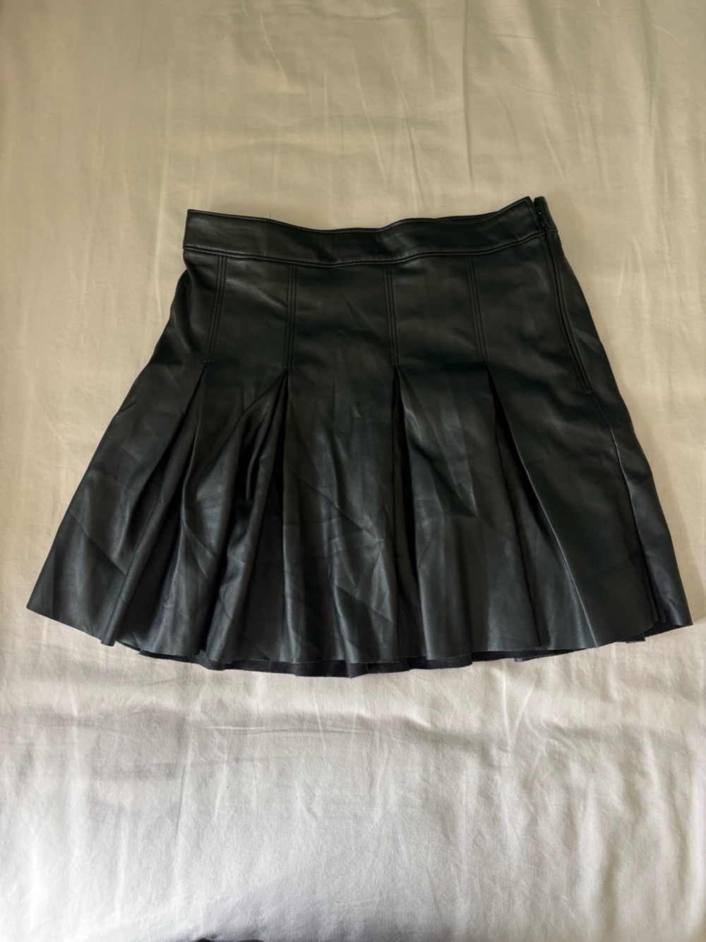 Hollister Black Faux Leather Pleated Skater Skirt